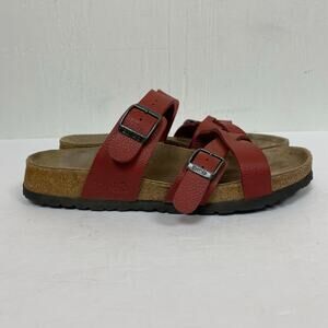 Birkenstock Birki's Nepal Buffalo Red Criss Cross Strap Sandals Shoes Size 8